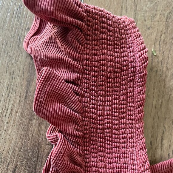 Saturday Sunday Anthropologie Mauve Jumpsuit W/ Smocked Ruffle Straps & Pockets - Picture 4 of 12